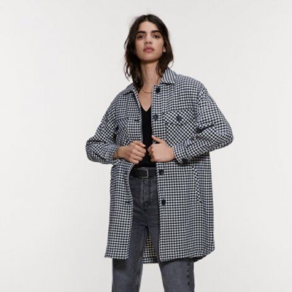 ZARA Long Plaid Jacket Overshirt